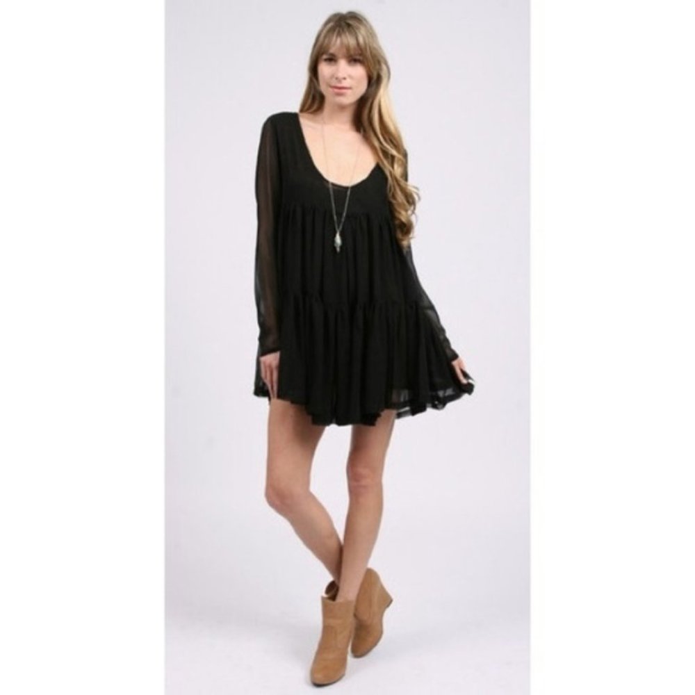 Anthropologie Black Long Sleeve Dress
